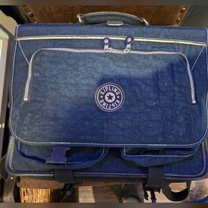 Vintage Kipling L Backpack Briefcase Laptop Bag Blue 2 Sections 3 Pockets